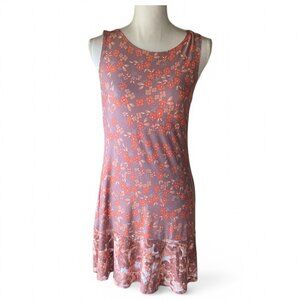 LOGO Lori Goldstein ruffle hem stretch jersey knit sleeveless floral dress